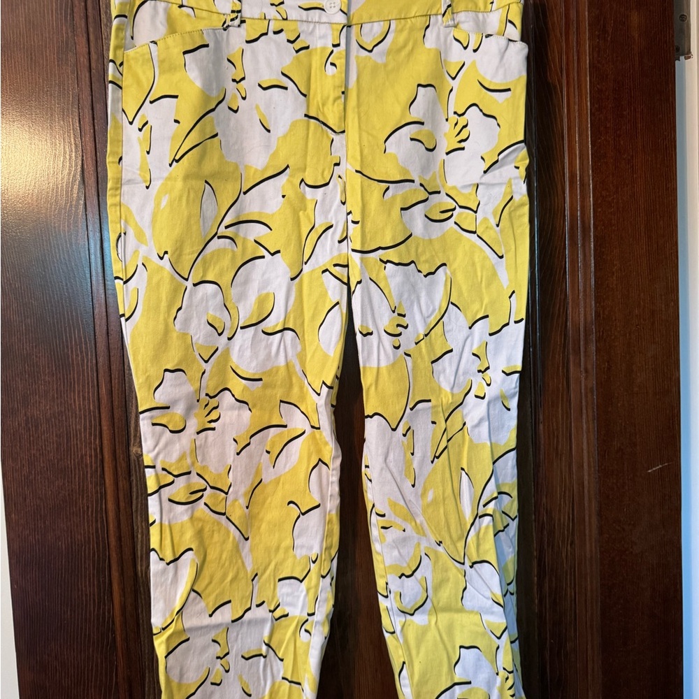 New York & Company Yellow and White Patterned Pants